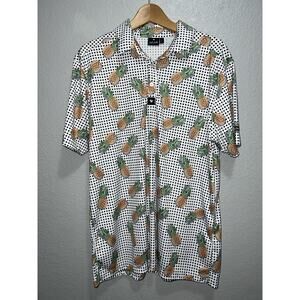 Bad Birdie Polo Shirt Mens Large Pineapple Polka Dot Golf Performance Stretch